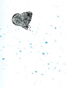 Moth {Fay-erie Dust}, 2014 (tregravering og akvarell på papir)